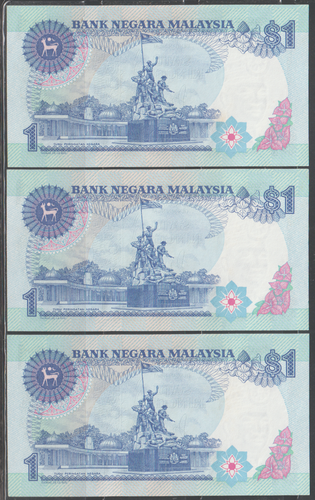 (D227)MALAYSIA 1986 BANK NOTE $1 x5 IN RUNNING NUMBER UNC ISC cat RM 150=US$30+ - Picture 3 of 5