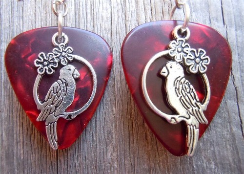 Parrot Charm Guitar Pick Earrings with Surgical Steel Earwires - Picture 17 of 17
