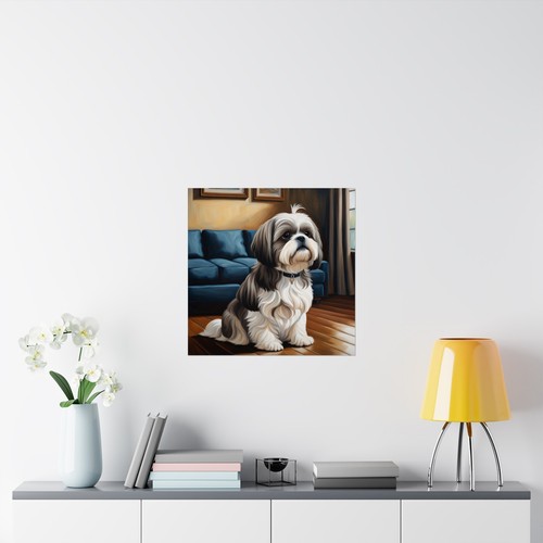 Majestic Shih Tzu Oil Painting - Elegant Dog Art for Living Room Decor - Picture 5 of 29