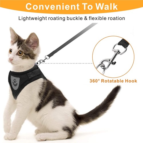 New Small Pet Dog Puppy Cat Harness Breathable Reflective Soft Mesh Vest Lead - Picture 5 of 17
