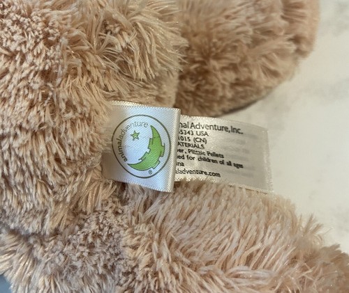 Peluche fiocco raso verde marrone orso avventura animali 12" imbottito etichetta 2014 - Foto 2 di 2