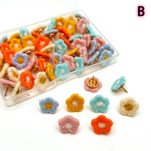 30pc Office Decor Thumb Tacks Cute Cork Board Pins Decorative Flower Shaped Pins - Picture 11 of 21