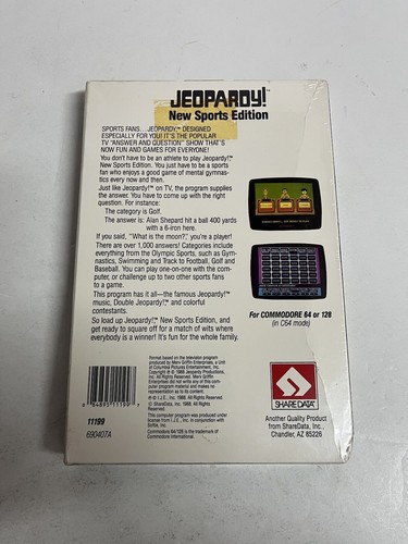NEW SPORTS EDITION Jeopardy! TV Game Show Commodore 64/128 Share Data BRAND NEW - Picture 2 of 9