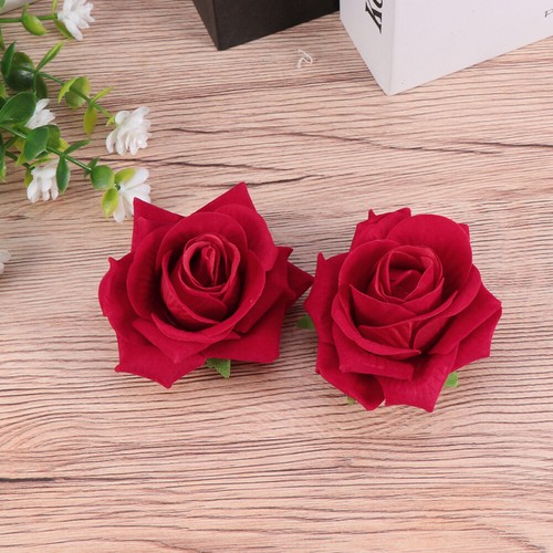 Pinzas para el cabello rosa roja pasadores nupciales flor artificial horquilla tocado - Imagen 7 de 12