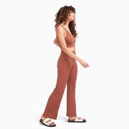 NAADAM ribbed lightweight wide leg yoga dance lounge pants, XS, 'Rust' - Bild 7 von 9