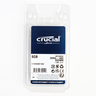 Crucial 8GB Sodimm Laptop 1600MHz DDR3L PC3-12800 Memory RAM  DDR3 1x 8G GB