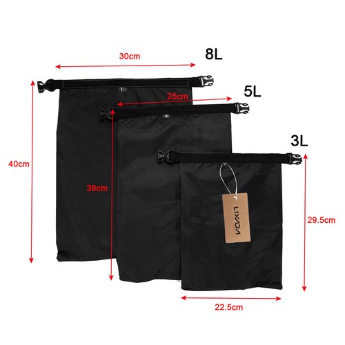 Lixada 3 Pack Waterproof Dry Bag 3L+5L+8L Outdoor Dry Sacks for Camping J1Y2 - Afbeelding 10 van 10