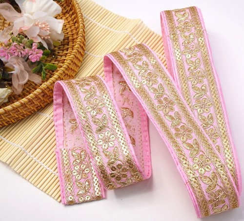 3 Yards Embroidered Border Asian Traditional Wedding Embellishment Pastel Colour - Picture 43 of 107