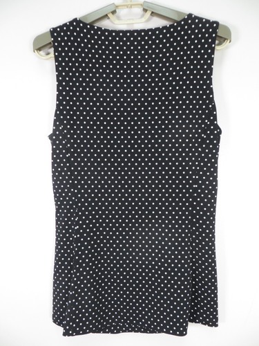 WHITE HOUSE BLACK MARKET Women Heavy Polyester Tank Top Black White Polka Dot S - Picture 5 of 13