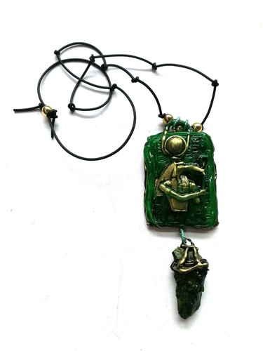 Egyptian God Thoth Emerald Tablet Pendant Necklace Talisman Amulet Medallion Bib - Picture 2 of 24
