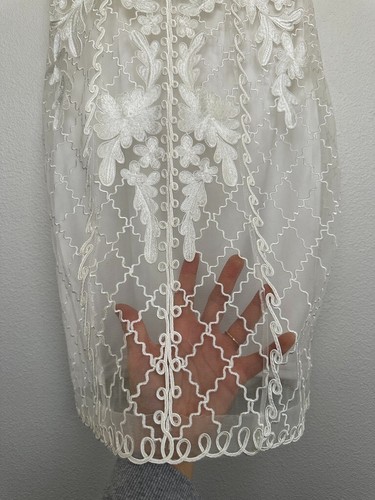 Sue Wong Lace Embroidery Mesh Sleeveless Sheath Party Cocktail Dress White 2 NEW - Picture 8 of 14
