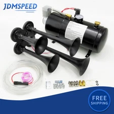 150DB 4 Trumpet Train Horn Kit Air Horn 150 PSI Air Compressor For Suv Truck 12V