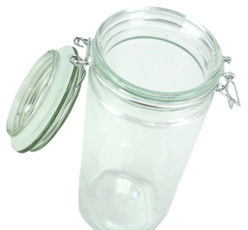 4 Coordinating Glass Storage Jars Canisters Containers Sealing Hinged Lids - New - Picture 4 of 8