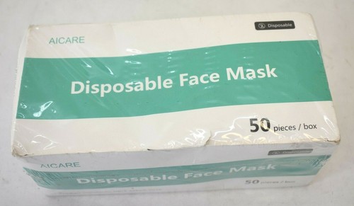 Aicare Disposable Face Mask 50 Pack A6001 Adult Single Use New - Picture 1 of 6