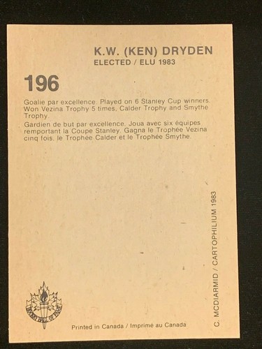 1987 Cartophilium Hockey Hall of Fame Ungraded & BGS Graded Cards Pick Your Card - Picture 407 of 503