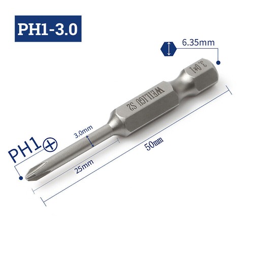 Magnetic PH1 PH2 Screwdriver Power Drill Bit Set 50-200mm Long Philips 1/4" Hex - Picture 17 of 41