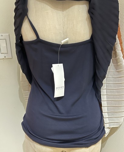 Sleeveless Blouse Top with Attached Navy Camisole sz M Design History NEW TAGS - Picture 7 of 12