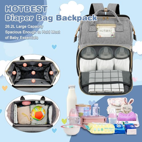 HOTBEST  Diaper Bag Multi-function Waterproof Baby Bag with Changing Station - Picture 3 of 8