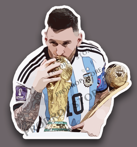 Argentina Lionel Messi 10 Trophy World Cup Qatar Decal Sticker D10S GOAT - Picture 2 of 4