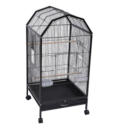 Jaula para pájaros con soporte rodante cacatúa periquito pinzón loro jaula para pájaros negra - Imagen 2 de 18