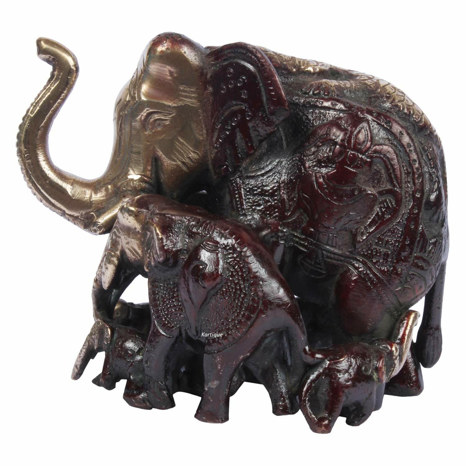 Brass Elephant Family Mom Dad with Kids Feng Shui Vastu for Good Luck Success Najnowszy najnowszy produkt