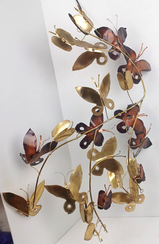 Arte de Pared Mariposa Brutalista Metal Corte Antorcha Moderno Mediados de Siglo De Colección 27" x 19" - Imagen 2 de 11