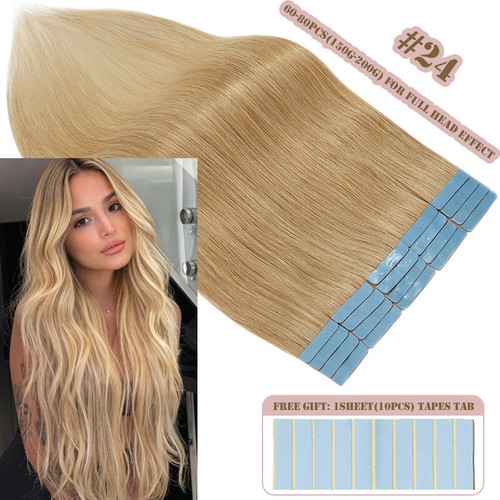 Cinta sin rastro en extensiones de cabello humano Remy real trama de piel invisible Balayage - Imagen 25 de 67