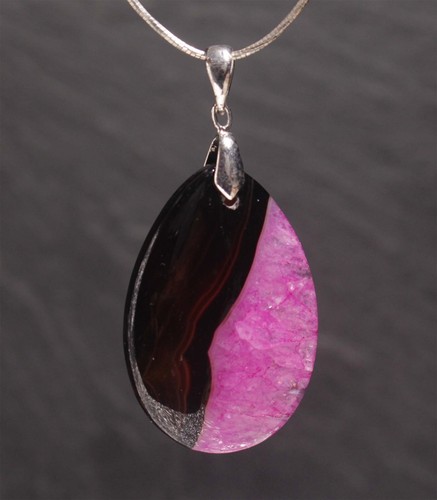 Unikat Edelstein Anhänger Achat pink rosa für Kette und Band Rose Steinschatz - Bild 3 von 31