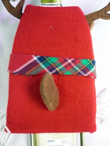 Kohl's Food Network Reindeer Wine Cover Red Sweater Plaid Scarf Gift Decoration - Picture 4 of 4