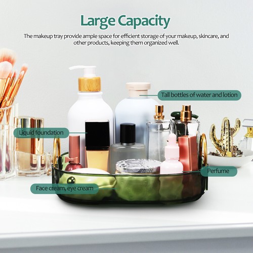 Makeup Storage Tray 360 Degree Rotating Makeup Holder Perfume Organizer Desktop - Picture 10 of 11