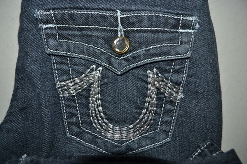 True Religion Women's Joey Super T Thick Stitch "U" Black Denim Jeans Sz 26x30 - Picture 2 of 11