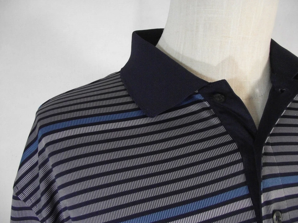 Greg Norman Tasso Elba Golf Polo Hombre XL Extra Grande Gris Rayas Dri-Fit Foto 3 de 4