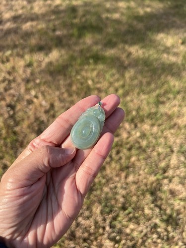 Colgante de jadeíta grado A 100 % natural verde helado oro 18k A012 - Imagen 7 de 9