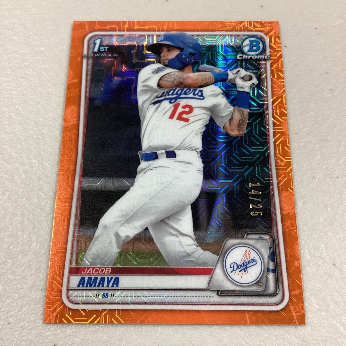 2020 Bowman 1st Edition Mega Box Orange Foil /25 Jacob Amaya