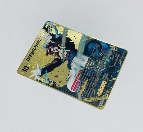 SS4 Gogeta Peerless Fusion Dragon Ball Z Metal Gold Etched Art Trading Card Tc1 - Picture 2 of 6