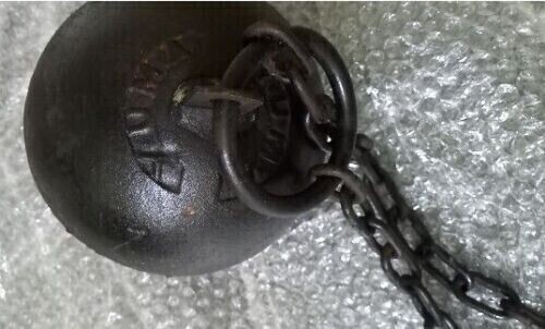 Grilletes antiguos puños bola cadena Leavenworth bola hierro prisión fundido - Imagen 5 de 6