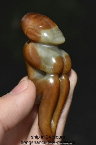 Pendentif amulette belle femme sculpture jade Hetian culture chinoise à prix réduit Hongshan 2,8"