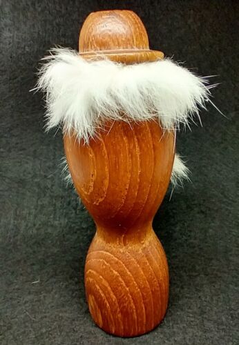 Danish 1970's"Viking" Grandpa w Pipe Hat Teak Approx. 6" Tall - Picture 2 of 9