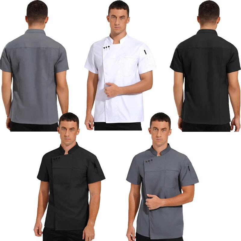 Unisex Men Women Coat Bakery Jacket Short Sleeve Tops Baking Work Lightweight - Image 4 of 4