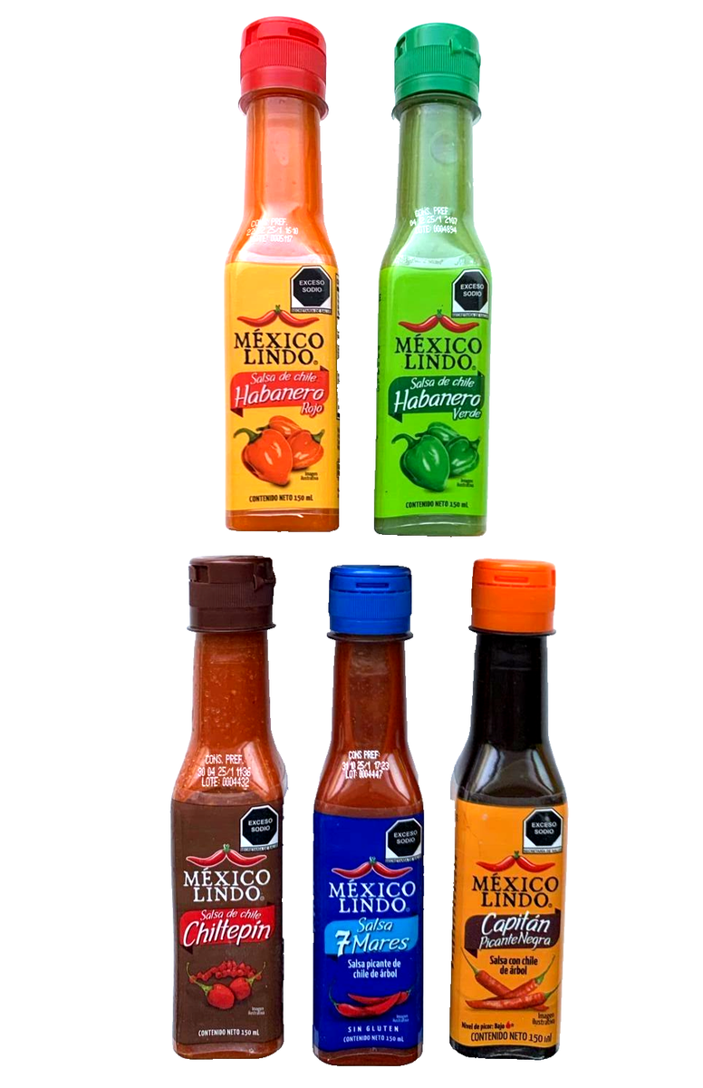 5-Pack Mexico Lindo Salsa Varias 150ml/5oz Assorted Hot Sauces