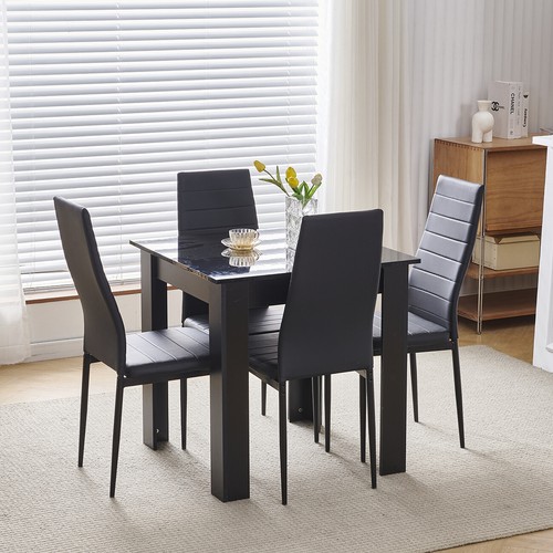 Modern Square Dining Table & Chairs Set for 2/4 Wooden Dining Room Set 3 Colors - Picture 38 of 72