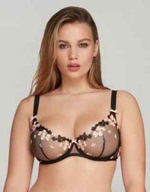 AGENT PROVOCATEUR BLACK/PEACH BETHANIE BRA 36D & AP2 SMALL BRIEF UK 8  BNWT