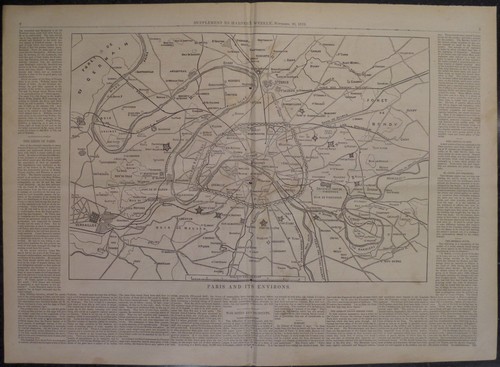 MAP OF PARIS FRANCO-PRUSSIAN WAR HARPER'S WEEKLY 1870 - Picture 3 of 3