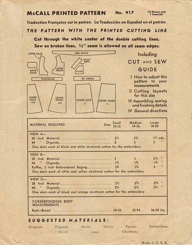 Misses APRON modello PINAFORE o bavaglino RICAMATO McCall 917 vintage 1941 SM o Med - Foto 10 di 14