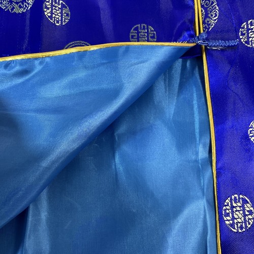 Chinese MEN'S KIMONO Blue Gold Trim - Picture 8 of 13