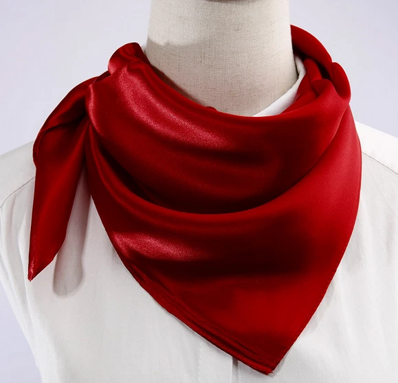 100% Silk 20 small Square Scarf Women Wrap Bandana solid color wine red  QS43-4