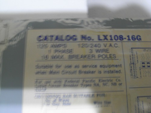 elektrisches Lastmittelpanel Tür Stab-Lok 125A LX108-16G Leitungsschutzschalter - Bild 5 von 8