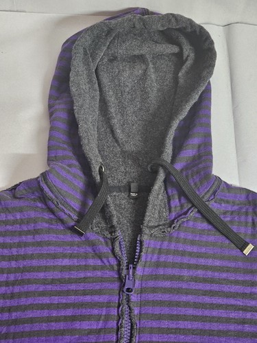 RARE Emporio Armani Striped Full Zip Sweater Purple/Black Misura Size: Large - Picture 7 of 14