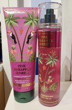2 Pcs BATH  Body Works PINK PINEAPPLE SUNRISE Body Cream  Fragrance Mist Spray