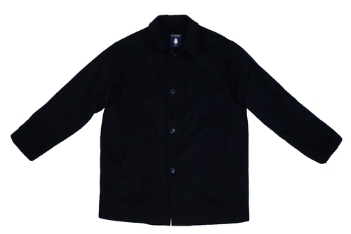 Roundtree & Yorke Outdoors Mens Black Wool Blend Button Front Overcoat L - Picture 1 of 10